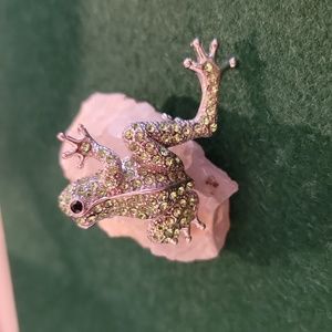 Rhinestone Frog Pin